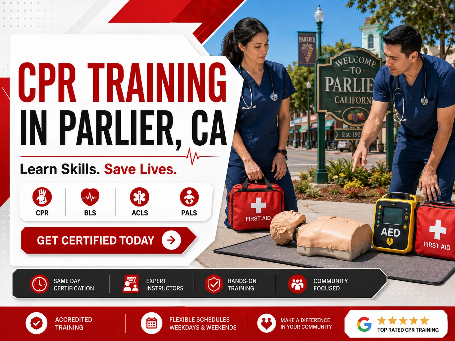 AHA-accredited CPR BLS class in Parlier, CA with small group instruction