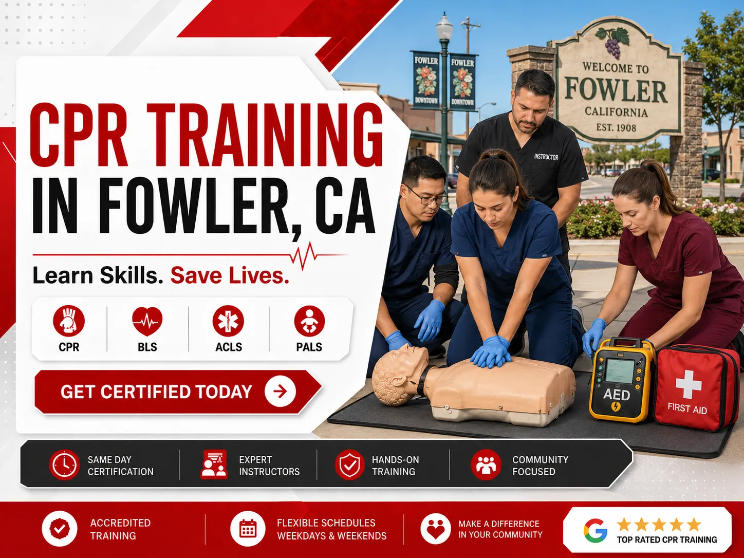 CPR & BLS certification class for healthcare workers in Fowler, CA