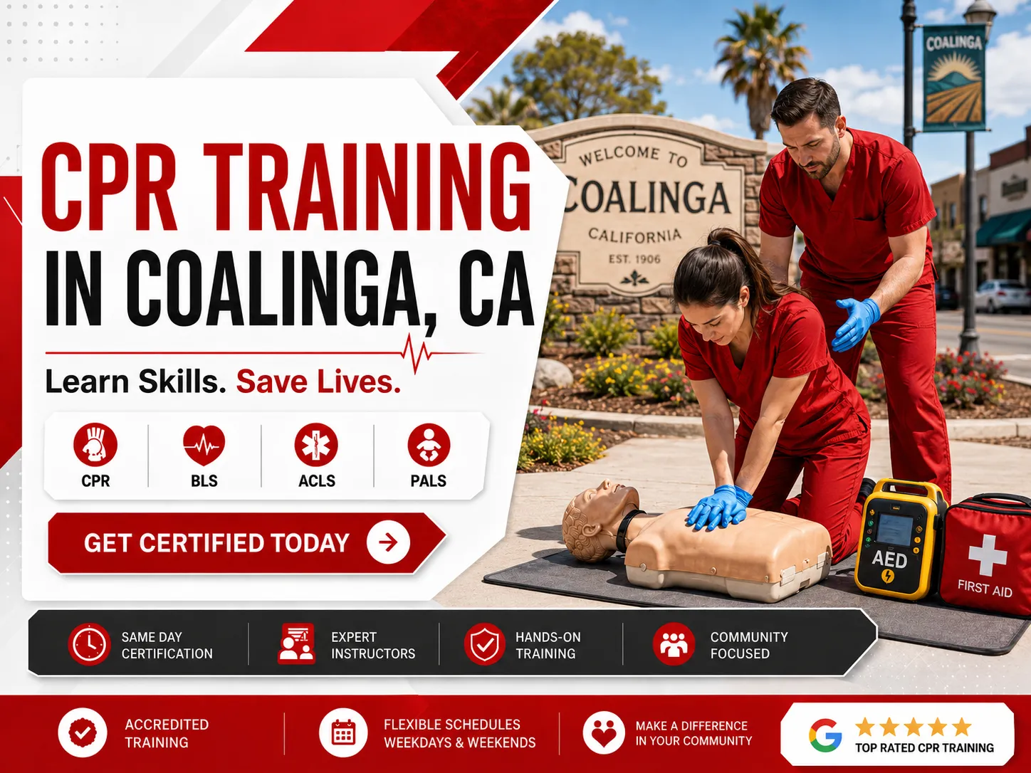 Group CPR certification class in Coalinga, California